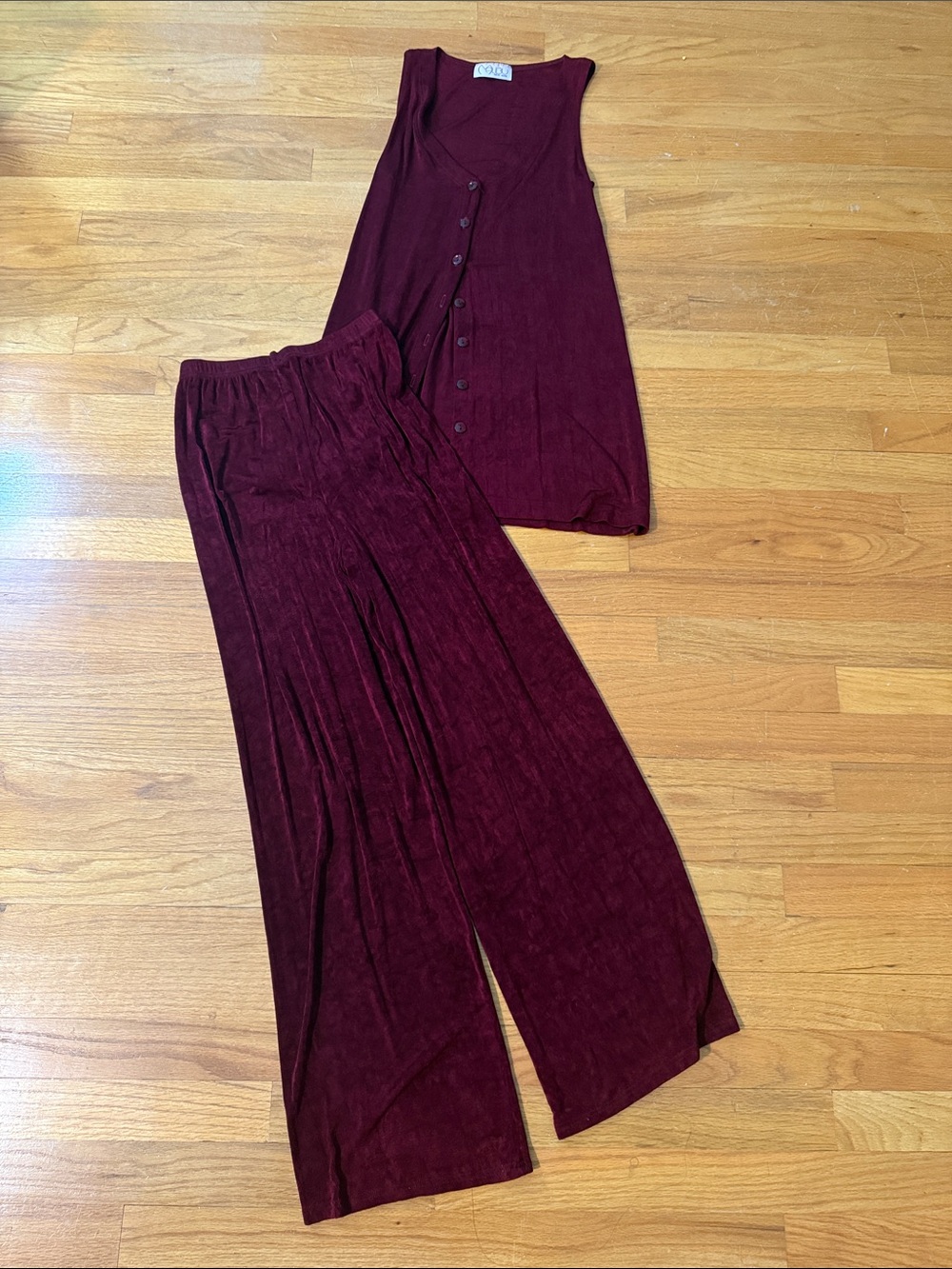 Women's Burgundy Wide-Leg Pants & Tank Set